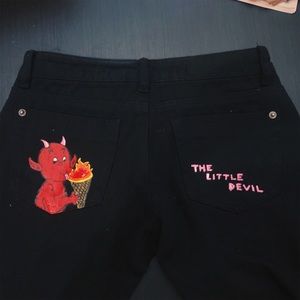 HAND PAINTED LITTLE DEVIL RIPPED JEANS